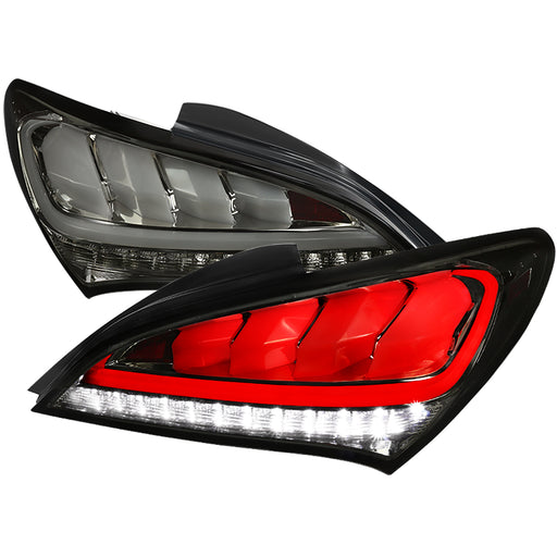 Spec-D 10-15 Hyundai Genesis 2Dr Led Tail Lights Smoke With Sequential LT-GENS210GLED-TM