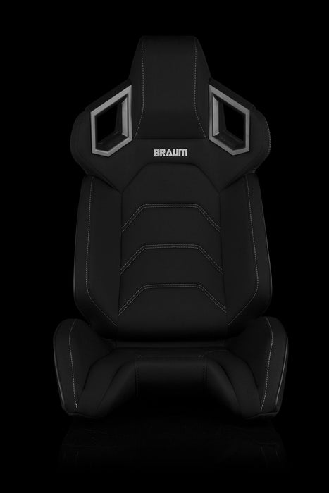 Braum Alpha X Series Sport Seats - Black Polo Fabric (Grey Stitching), (Pair)