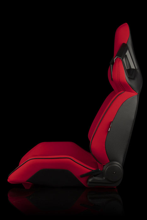 Braum Alpha X Series Sport Seats - Red Polo Fabric (Black Stitching), (Pair)
