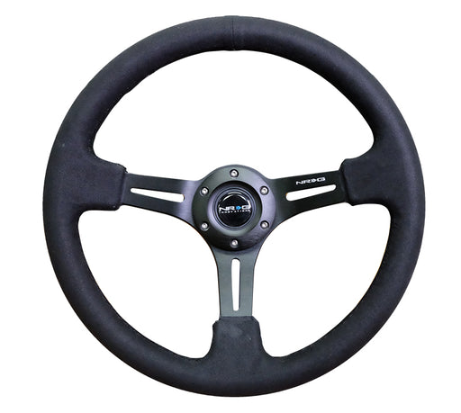 NRG NRG 350mm Steering Wheel Black Alcantara/Black Spoke w/Black Stitch, 3" Dish