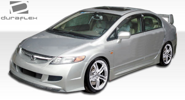2006-2011 Honda Civic 4DR Duraflex R-Spec Body Kit - 4 Piece - Includes R-Spec Front Bumper Cover (104428) R-Spec Rear Bumper Cover (104429) R-Spec Side Skirts Rocker Panels (104430)