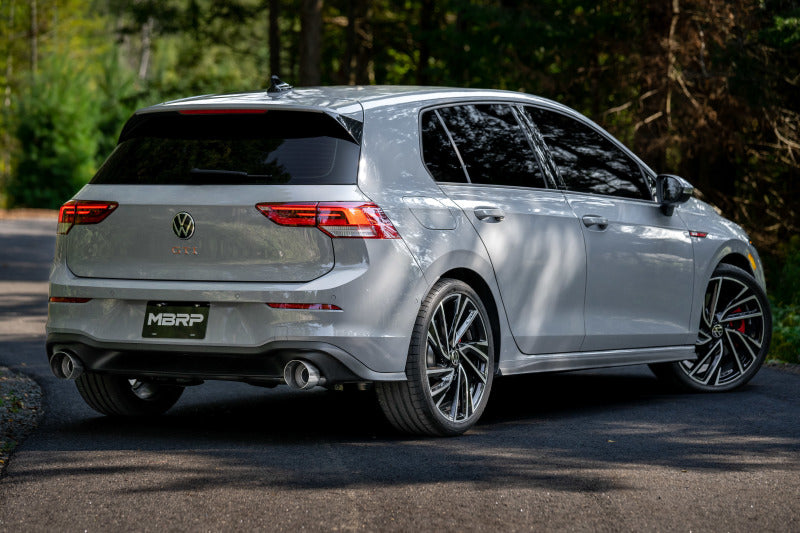 MBRP 2022 VW Golf GTI MK8 T304 SS Échappement Cat-Back 3 pouces 2,5 pouces Double Split arrière avec embouts en fibre de carbone