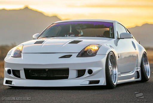 2003-2008 Nissan 350Z Z33 Duraflex J-Spec Body Kit - 4 Piece - Includes J-Spec Front Bumper Cover (107829) J-Spec Side Skirts Rocker Panels (107830) J-Spec Rear Lip Under Spoiler Air Dam (107831)