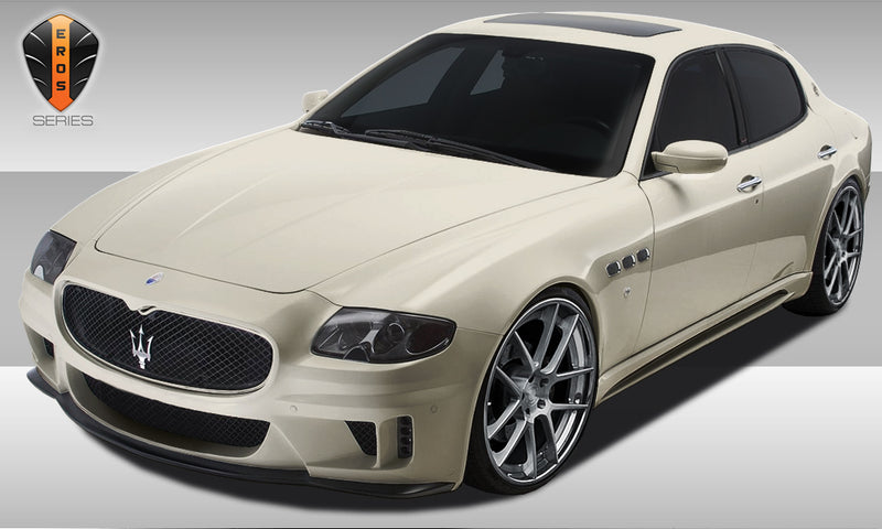 2005-2007 Maserati Quattroporte Eros Version 1 Body Kit - 4 Piece - Includes - Eros Version 1 Front Bumper Cover (108432) Eros Version 1 Side Skirts Rocker Panels (108433) Eros Version 1 Rear Bumper Cover (108434)
