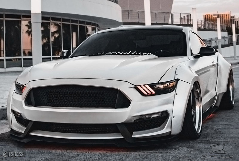 2015-2017 Ford Mustang Duraflex Grid Wide Body Kit - 8 Piece - Includes Grid Front Fender Flares (112566), Grid Rear Fender Flares (112567)