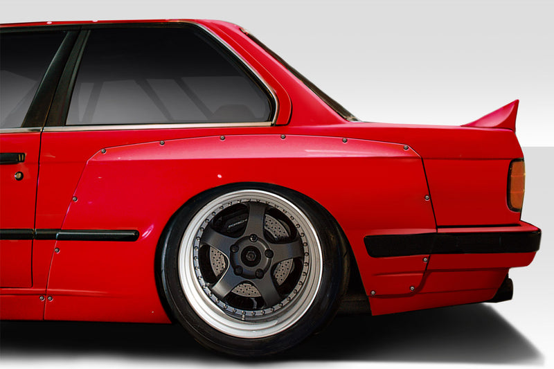 1984-1991 BMW 3 Series E30 Duraflex TKO Wide Body Kit - 10 Piece - Includes TKO Front Lip (113223) TKO Wide Body Front Fender Flares 50mm (113225) TKO Side Skirts (113227) TKO Wide Body Rear Fender Flares 70mm (113226) TKO Rear Wing Spoiler (113228)
