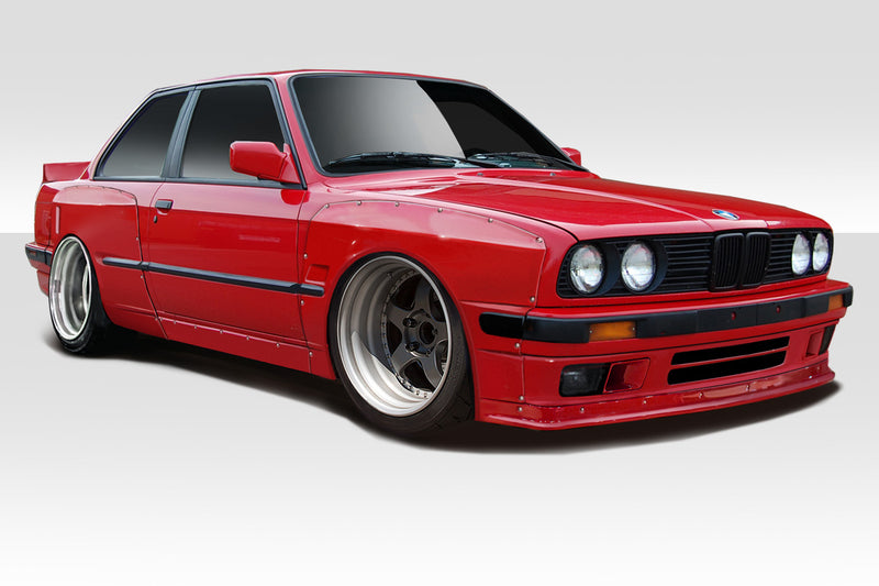 1984-1991 BMW 3 Series E30 Duraflex TKO Wide Body Kit - 10 Piece - Includes TKO Front Lip (113223) TKO Wide Body Front Fender Flares 50mm (113225) TKO Side Skirts (113227) TKO Wide Body Rear Fender Flares 70mm (113226) TKO Rear Wing Spoiler (113228)