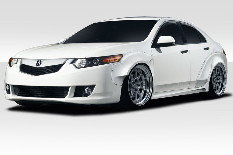 2009-2014 Acura TSX Duraflex Khan Wide Body Fender Flare Kit - 10 Piece - Includes Khan Front Fender Flares (117298) Khan Rear Fender Flares (117299) Khan Side Skirts ( 117300) 