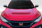 2016-2021 Honda Civic Duraflex V2 Type R Look Hood - 1 Piece
