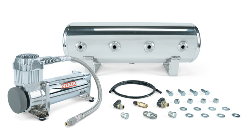 Réservoir poli Air Lift de 2,5 gal avec compresseur chromé Viair 444c (raccords et matériel de montage inclus)