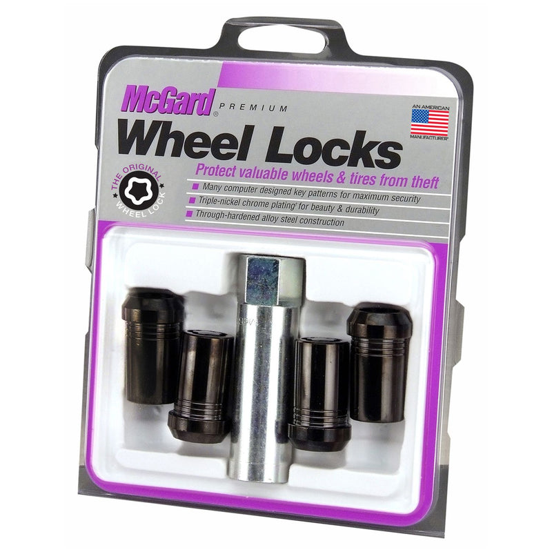McGard Black Tuner Style Cone Seat Wheel Lock Set (M14 x 1.5 Thread Size) - Set of 4 (4 Locks and 1 Key)