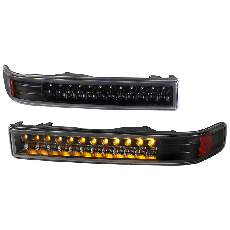 Spec-D 98-04 Chevrolet S10 Black/Amber Bumper Lights 2LB-S1098JMLED-RS