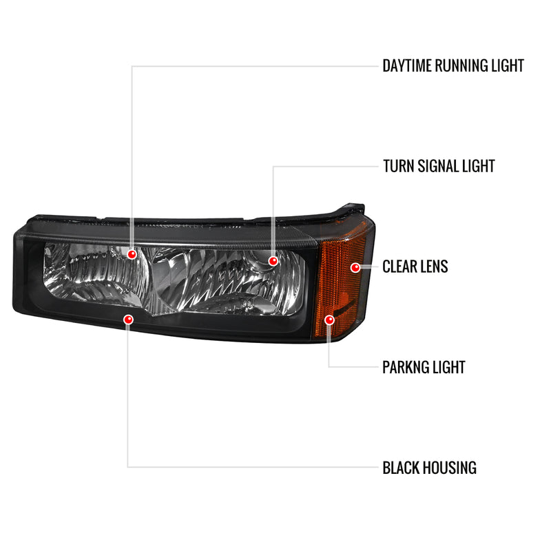 Spec-D 03-06 Chevrolet Silverado Bumper Lights Black 2LB-SIV04JM-RS