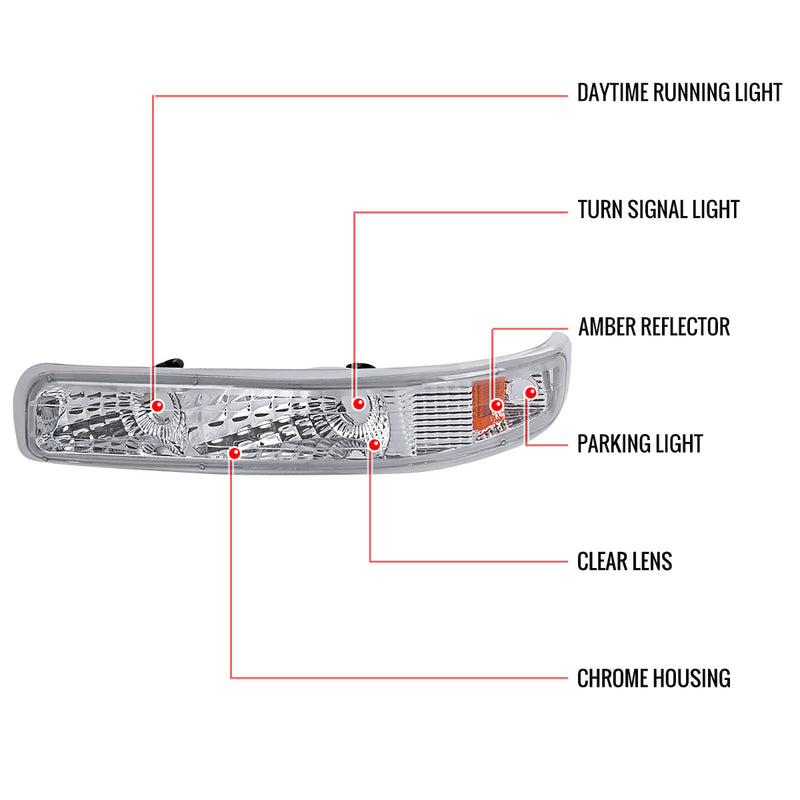 Spec-D 00-06 Chevrolet Tahoe Bumper Lights Chrome 2LB-SIV99-RS