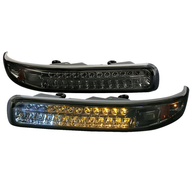 Spec-D 99-02 Chevrolet Silverado Smoke/Amber Bumper Lights 2LB-SIV99GLED-RS