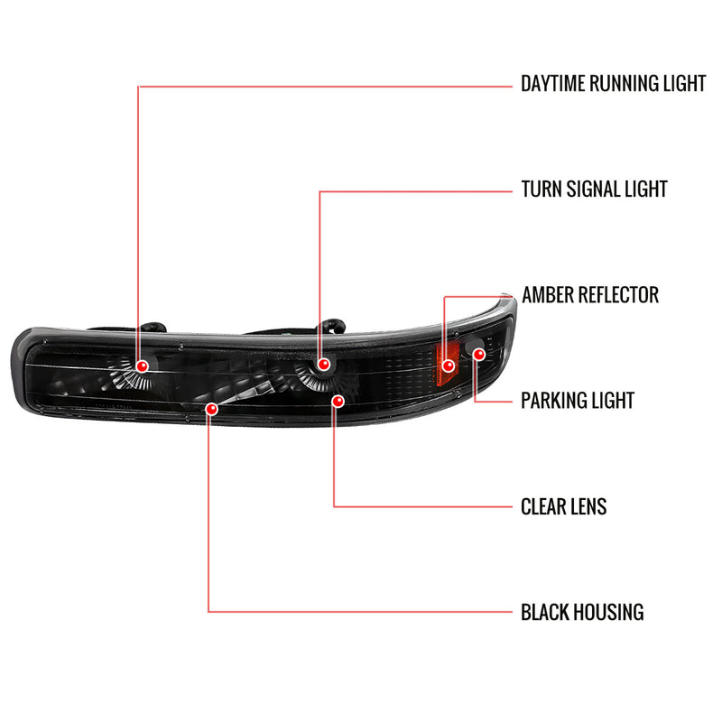 Spec-D 99-02 Chevrolet Silverado Bumper Lights Black 2LB-SIV99JM-RS