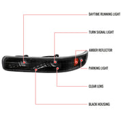 Spec-D 00-06 Chevrolet Tahoe Bumper Lights Black 2LB-SIV99JM-RS