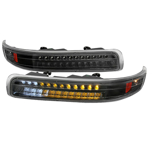 Spec-D 99-02 Chevrolet Silverado Black/Amber Bumper Lights 2LB-SIV99JMLED-RS