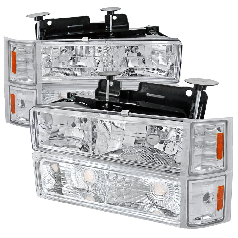 Spec-D 94-98 Chevrolet C10 Chrome Clear Euro Headlights With Bumper And Corner Light 2LBCLH-C1094-TM