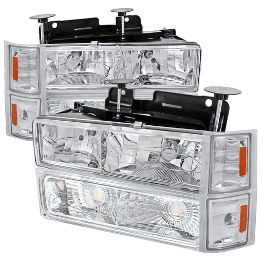 Spec-D 94-98 Chevrolet C10 Chrome Clear Euro Headlights With Bumper And Corner Light 2LBCLH-C1094-TM