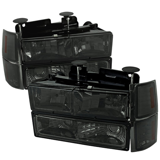 Spec-D 94-98 Chevrolet C10 Smoked Euro Headlights With Bumper And Corner Light 2LBCLH-C1094G-TM