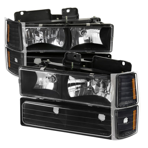 Spec-D 94-98 Chevrolet C10 Black Euro Headlights With Bumper And Corner Light 2LBCLH-C1094JM-TM
