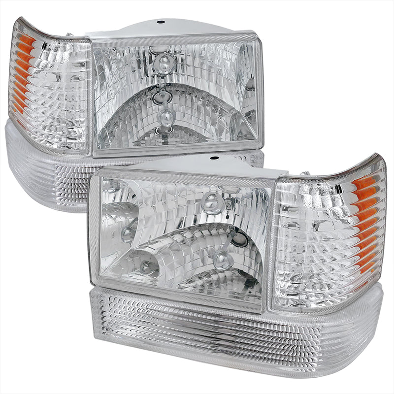 Spec-D 93-98 Jeep  Grand Cherokee  Combo: 93-98 Grand Cherokee Headlight With Corner Lights And Bumper Lights Chrome 2LBCLH-GKEE93-RS