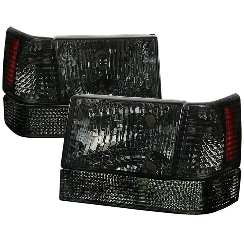 Spec-D 93-98 Jeep  Grand Cherokee  Combo: 93-98 Grand Cherokee Headlight With Corner Lights And Bumper Lights Smoke 2LBCLH-GKEE93G-RS