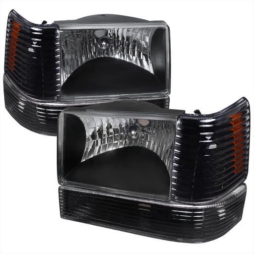 Spec-D 93-98 Jeep  Grand Cherokee  Combo: 93-98 Grand Cherokee Headlight With Corner Lights And Bumper Lights Black 2LBCLH-GKEE93JM-RS