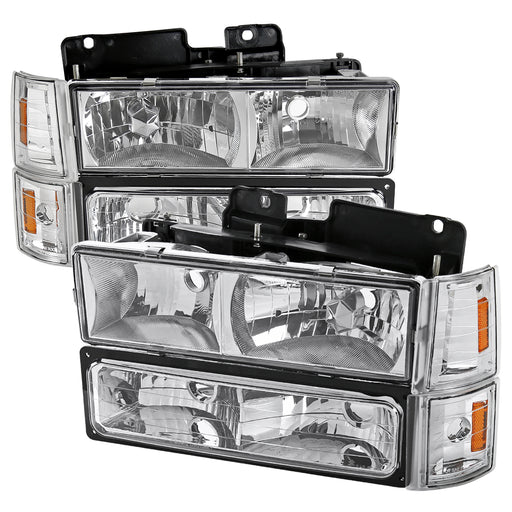 Spec-D 94-98 Gmc Sierra Euro Headlight With Corner Lights And Bumper Lights Chrome 2LBCLH-GMC94-SY