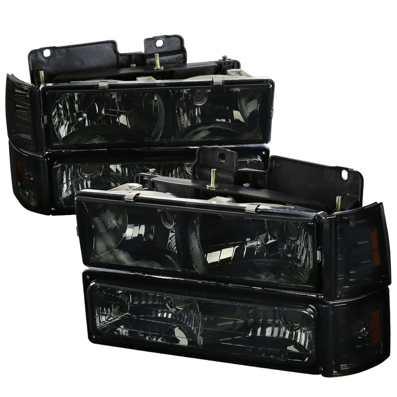 Spec-D 94-98 Gmc Sierra Euro Headlight With Corner Lights And Bumper Lights Smoke 2LBCLH-GMC94G-SY