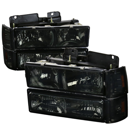 Spec-D 94-98 Gmc Sierra Euro Headlight With Corner Lights And Bumper Lights Smoke 2LBCLH-GMC94G-SY