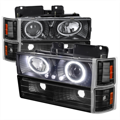 Spec-D 88-98 Chevrolet C10 8Pc Combo Projector Headlights Black 2LBCLHP-C1094JM-RS