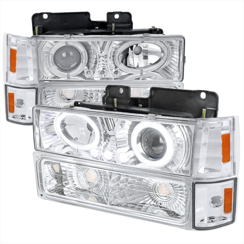 Spec-D 94-98 Gmc Full Size C10 8Pc Combo Projector Headlights Chrome 2LBCLHP-GMC94-RS