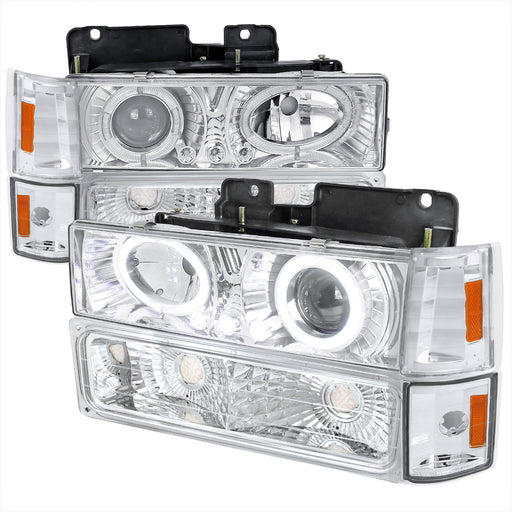 Spec-D 94-98 Gmc Full Size C10 8Pc Combo Projector Headlights Chrome 2LBCLHP-GMC94-RS