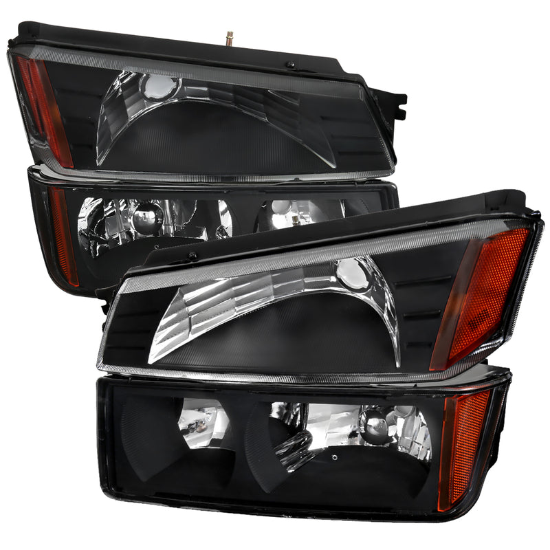 Spec-D 02-06 Chevrolet Avalanche Headlights- Black Bumper Lights And Headlights 2LBLH-AVA02JM-RS