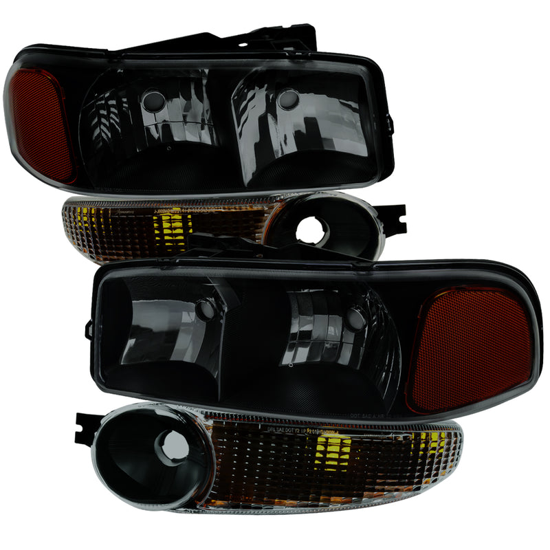 Spec-D 00-06 Gmc Sierra Denali Oe Headlights And Bumper Matte Black Housing And Smoked Lens Uses Stock Bulbs 2LBLH-DEN00SM-RO