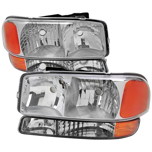 Spec-D 99-07 Gmc Sierra 00-06 Gmc Yukon/ Yukon Xl Oe Style Headlights And Bumper Lights Chrome Housing And Clear Lens - Uses Stock Bulbs - Not Compatible Denali Models 2LBLH-GMC99-RO