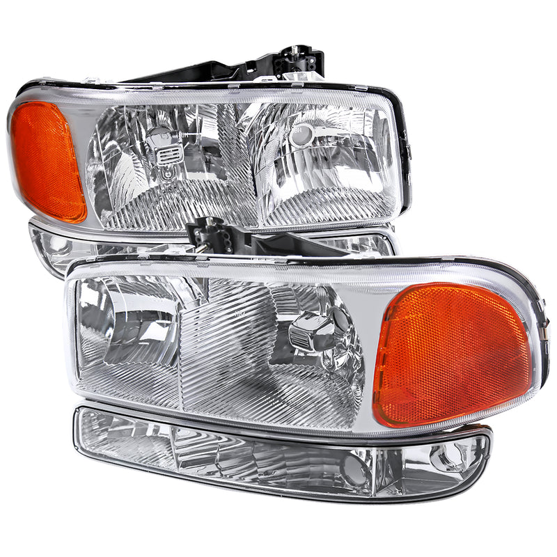 Spec-D 99-06 Gmc Sierra Chrome Euro Headlights With Bumper Lights 2LBLH-GMC99-RS