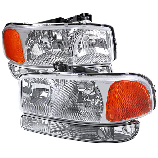 Spec-D 99-06 Gmc Sierra Chrome Euro Headlights With Bumper Lights 2LBLH-GMC99-RS