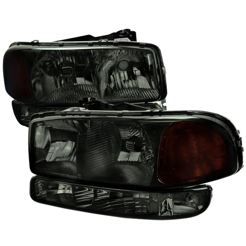 Spec-D 99-06 Gmc Sierra Headlight And Bumper Light With Amber Corners Combo - Clear Housing With Smoked Lens 2LBLH-GMC99G-RS