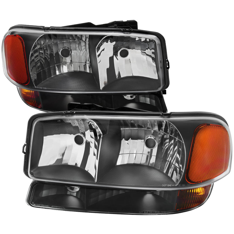 Spec-D 99-07 Gmc Sierra 00-06 Gmc Yukon/ Yukon Xl Oe Style Headlights And Bumper Lights Matte Black Housing And Clear Lens - Uses Stock Bulbs - Not Compatible Denali Models 2LBLH-GMC99JM-RO