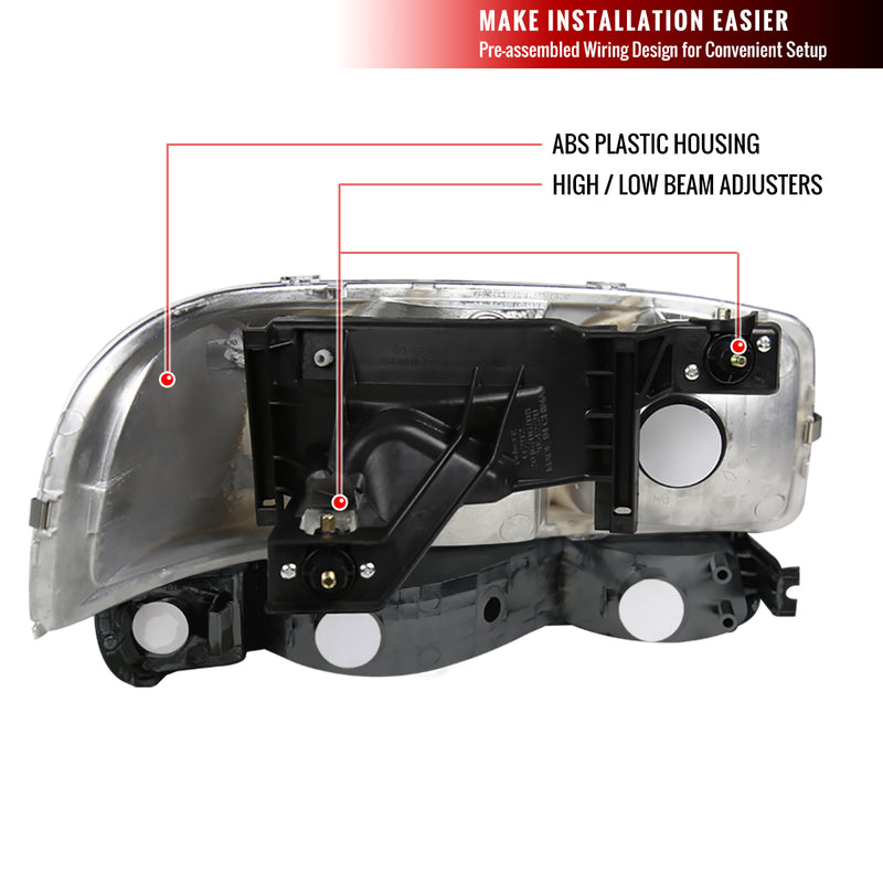 Spec-D 99-06 Gmc Sierra Black Euro Headlights With Bumper Lights 2LBLH-GMC99JM-RS
