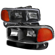 Spec-D 99-06 Gmc Sierra Black Euro Headlights With Bumper Lights 2LBLH-GMC99JM-RS