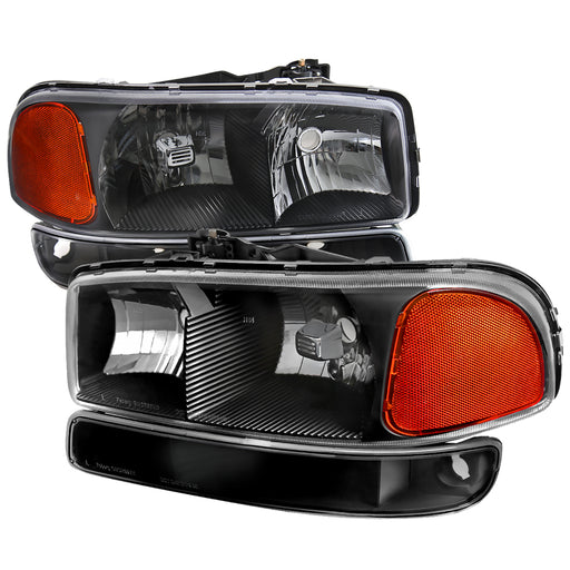 Spec-D 99-06 Gmc Sierra Black Euro Headlights With Bumper Lights 2LBLH-GMC99JM-RS