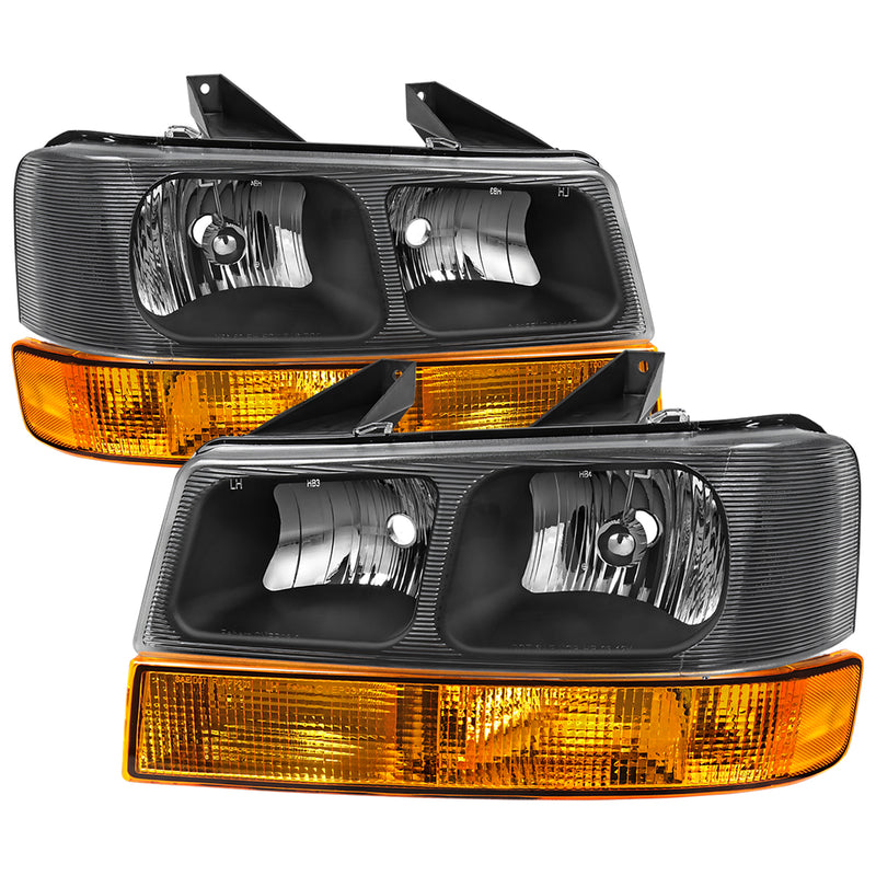 Spec-D 03-14 Chevrolet Express  Gmc Savana Matte Black Clear Lens Headlights 2LBLH-SAV03-GO