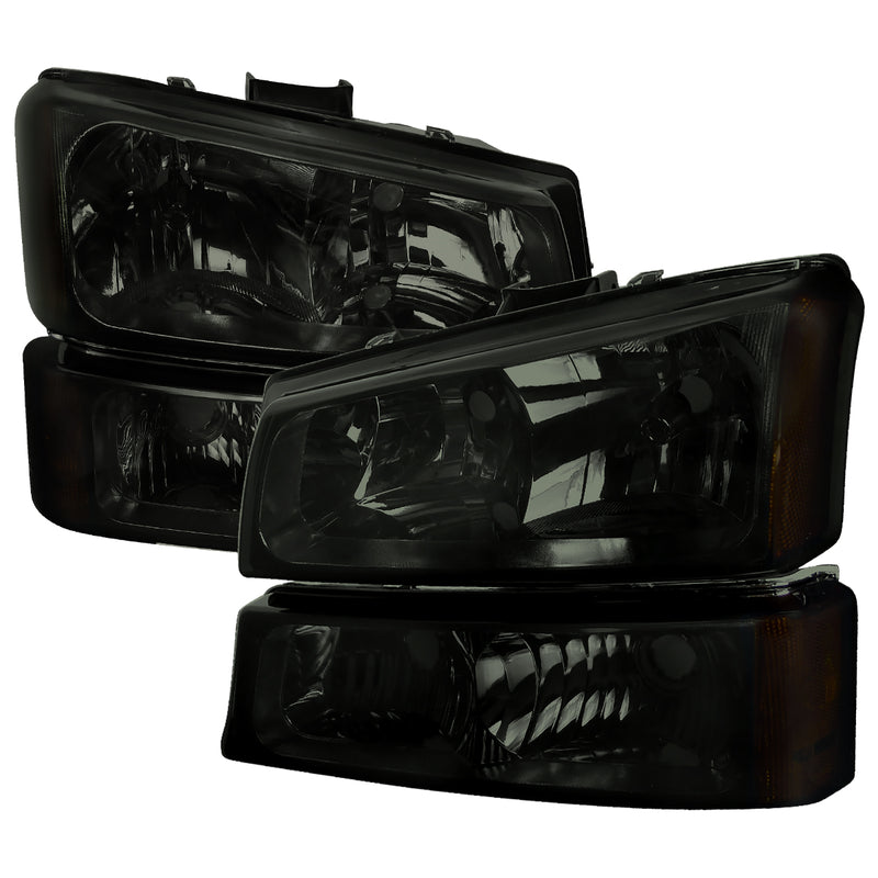 Spec-D 03-07 Chevrolet Silverado Crystal Housing Headlights And Parking Lights Smoke Lens 2LBLH-SIV03G-RS