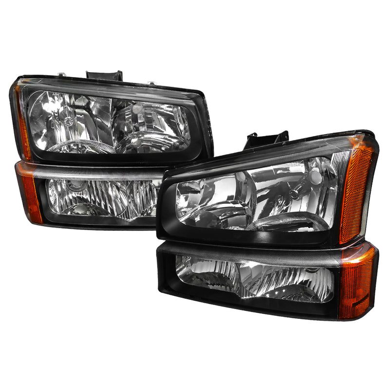 Spec-D 03-07 Chevrolet Silverado Crystal Housing Headlights And Parking Lights Black Housing 2LBLH-SIV03JM-RS