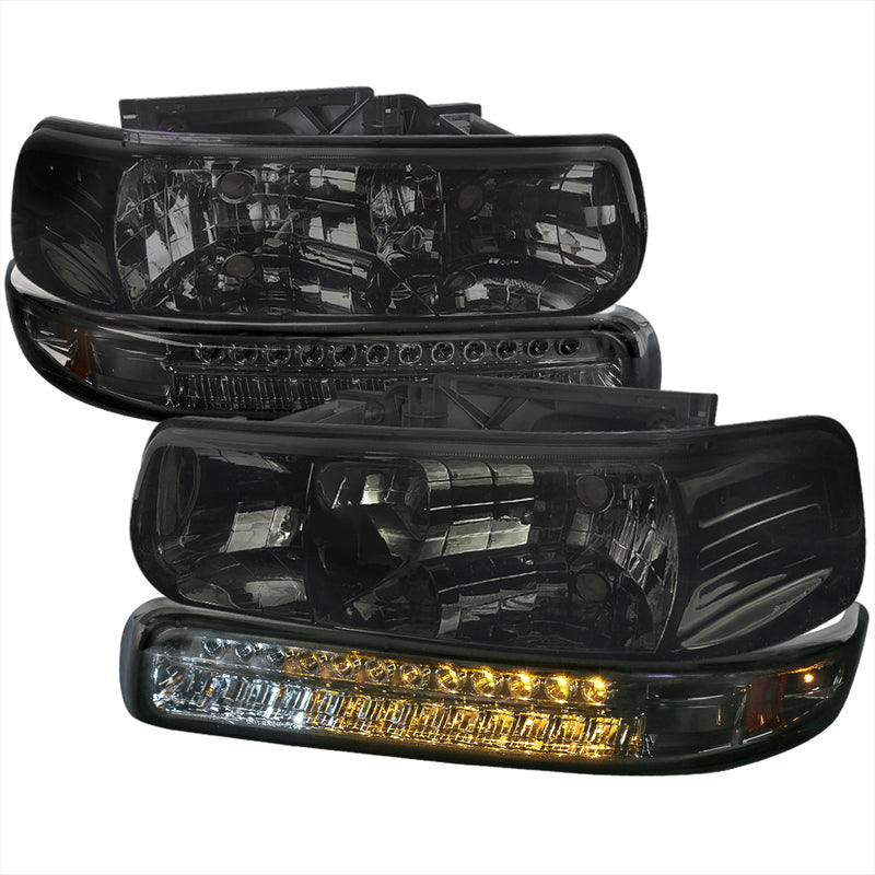 Spec-D 99-02 Chevrolet Silverado Headlight With Led Signal Light Combo Smoke 2LBLH-SIV99GLED-RS