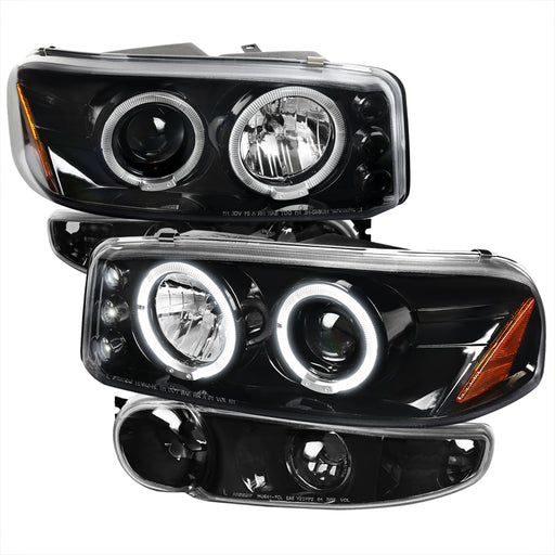 Spec-D 00-06 Gmc Denali Combo: 00-06 Glossy Black Projector Headlights With Corner Lights 2LBLHP-DEN00BK-TM